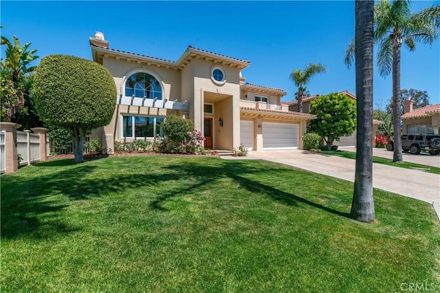 48 Via Porto Grande, Rancho Palos Verdes, CA 90275 - mediterranean / spanish home featuring driveway, stucco siding, a front yard, and a garage
