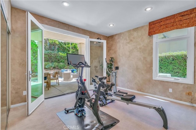 48 Via Porto Grande, Rancho Palos Verdes, CA 90275 - workout room featuring plenty of natural light, baseboards, recessed lighting, and carpet