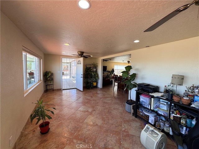 27568 Linda Vista Rd, Barstow, CA 92311 - hallway with a textured ceiling and recessed lighting