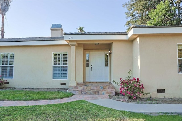 251 W Le Roy Ave, Arcadia, CA 91007 - property entrance with crawl space, stucco siding, and a yard