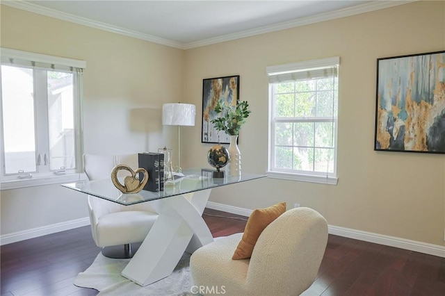251 W Le Roy Ave, Arcadia, CA 91007 - office space with healthy amount of natural light, hardwood / wood-style floors, baseboards, and crown molding