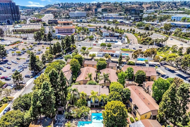 7930 Mission Center Ct Unit F, San Diego, CA 92108 - aerial overview of property's location with a pool and nearby urban area