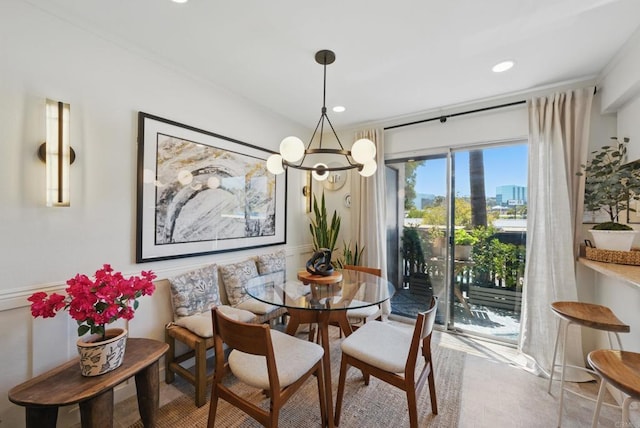 7930 Mission Center Ct Unit F, San Diego, CA 92108 - dining room featuring recessed lighting and a chandelier