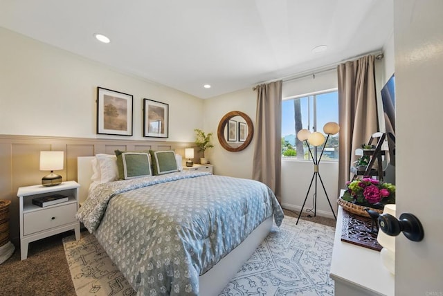 7930 Mission Center Ct Unit F, San Diego, CA 92108 - bedroom with carpet flooring, recessed lighting, and wainscoting