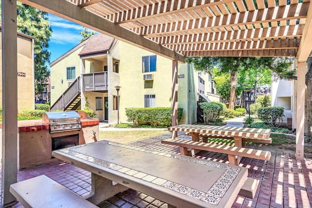 7930 Mission Center Ct Unit F, San Diego, CA 92108 - view of patio / terrace with a pergola and stairs