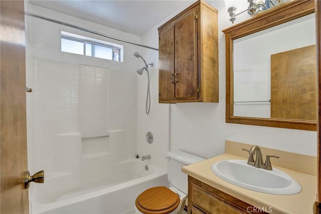 33079 Ridge Rd, Arrowbear, CA 92382 - full bath featuring toilet, shower / washtub combination, and vanity