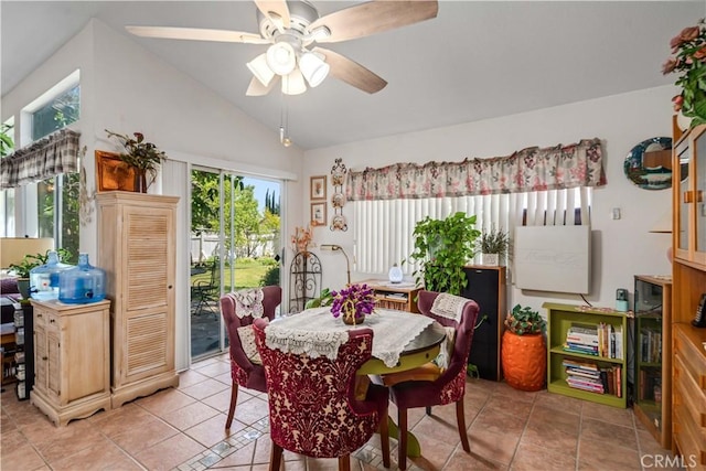 44044 11th St E, Lancaster, CA 93535 - dining area featuring healthy amount of natural light, vaulted ceiling, and ceiling fan