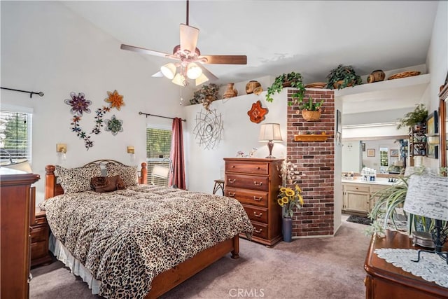 44044 11th St E, Lancaster, CA 93535 - carpeted bedroom featuring ensuite bathroom and a ceiling fan