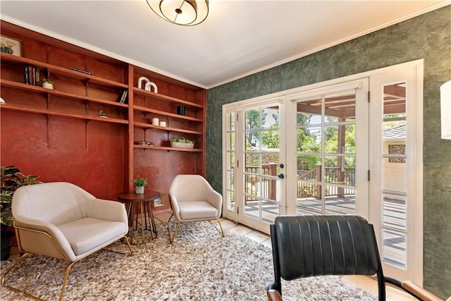 2042 E Crary St, Pasadena, CA 91104 - living area featuring ornamental molding and french doors
