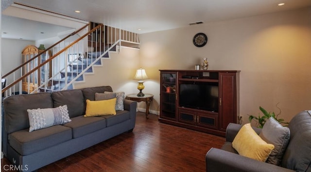 916 E 65th St Unit 3, Inglewood, CA 90302 - living room featuring stairway, wood finished floors, and recessed lighting