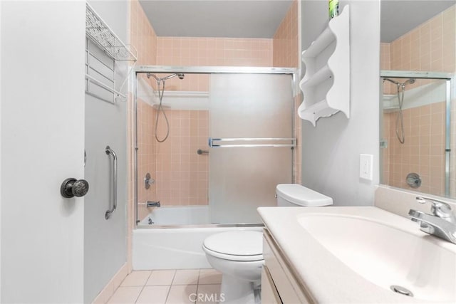 4505 California Ave Unit 506, Long Beach, CA 90807 - full bath with toilet, vanity, enclosed tub / shower combo, and tile patterned flooring