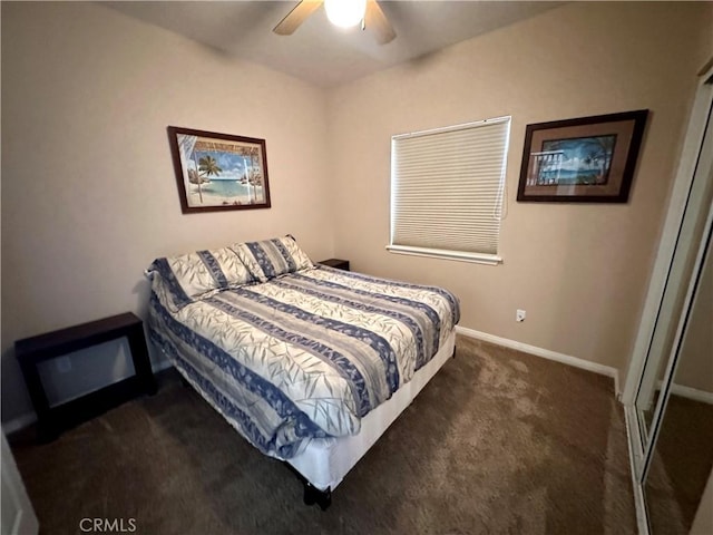 915 Beach Dr, Needles, CA 92363 - bedroom featuring carpet flooring, baseboards, and ceiling fan