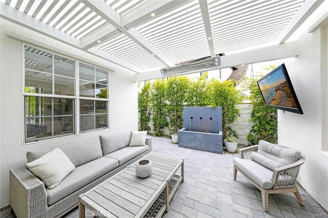 32 Bargemon, Newport Coast, CA 92657 - view of patio with an outdoor hangout area and a pergola