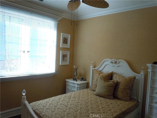 59 Rivo Alto Canal, Long Beach, CA 90803 - bedroom with multiple windows, ornamental molding, and a ceiling fan