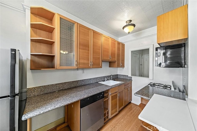 315 W 3rd St Unit 203, Long Beach, CA 90802 - kitchen featuring stainless steel appliances, a sink, and open shelves