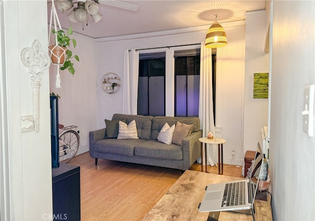 315 W 3rd St Unit 203, Long Beach, CA 90802 - living room featuring ceiling fan and light wood-type flooring