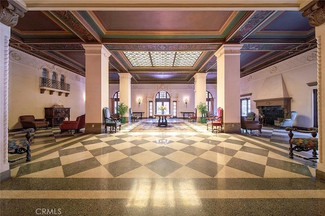 315 W 3rd St Unit 203, Long Beach, CA 90802 - community lobby with crown molding and coffered ceiling