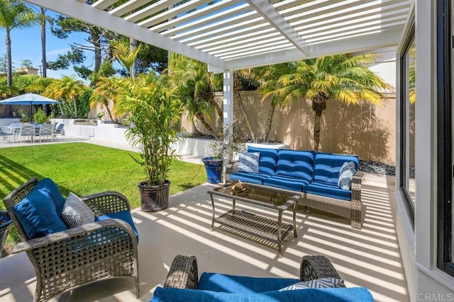5918 Germaine Ln, La Jolla, CA 92037 - view of patio / terrace with an outdoor hangout area and a pergola