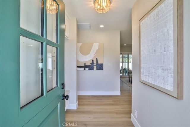 13181 Olympia Way N, Tustin, CA 92705 - entryway with light wood-style flooring, baseboards, and recessed lighting