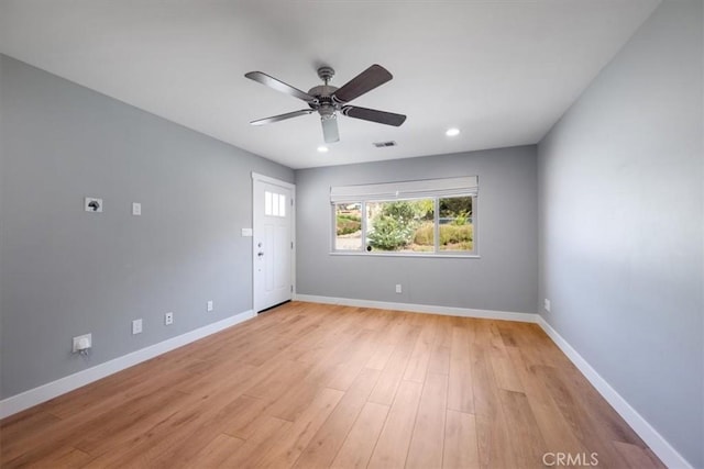 280 Tally Ho Rd, Arroyo Grande, CA 93420 - empty room featuring baseboards, ceiling fan, light wood-style floors, and recessed lighting