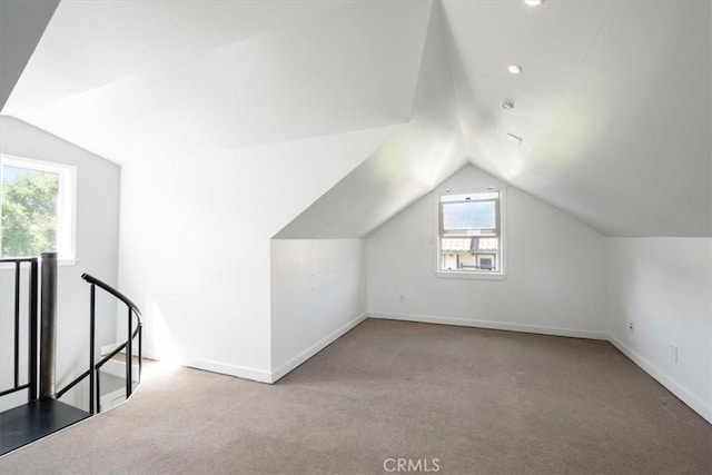 280 Tally Ho Rd, Arroyo Grande, CA 93420 - additional living space with vaulted ceiling, carpet, and baseboards