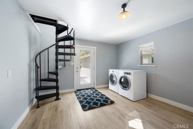 280 Tally Ho Rd, Arroyo Grande, CA 93420 - washroom featuring washing machine and clothes dryer, wood finished floors, and baseboards