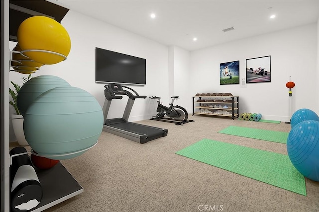2775 Calbourne Ln, Westlake Village, CA 91361 - exercise area with carpet, recessed lighting, and baseboards