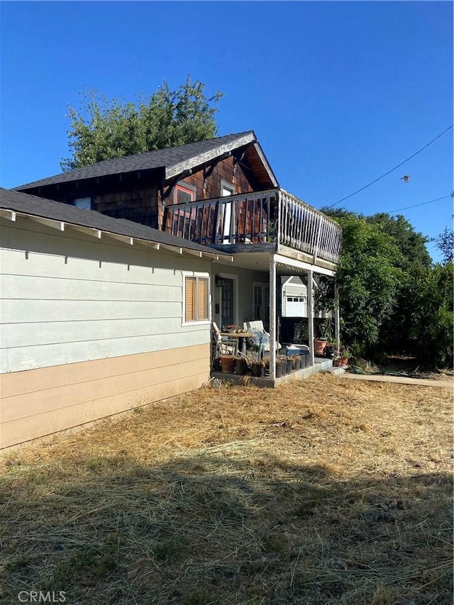 4620 Sycamore Rd, Atascadero, CA 93422 - rear view of property with a patio, a wooden deck, and roof with shingles