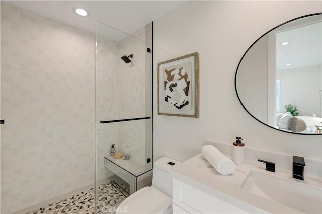 1802 Blossom Ln, Redondo Beach, CA 90278 - full bath with vanity, a tile shower, and recessed lighting