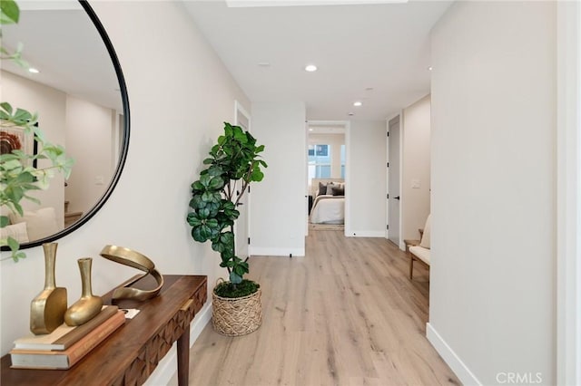1802 Blossom Ln, Redondo Beach, CA 90278 - corridor featuring light wood-type flooring and recessed lighting