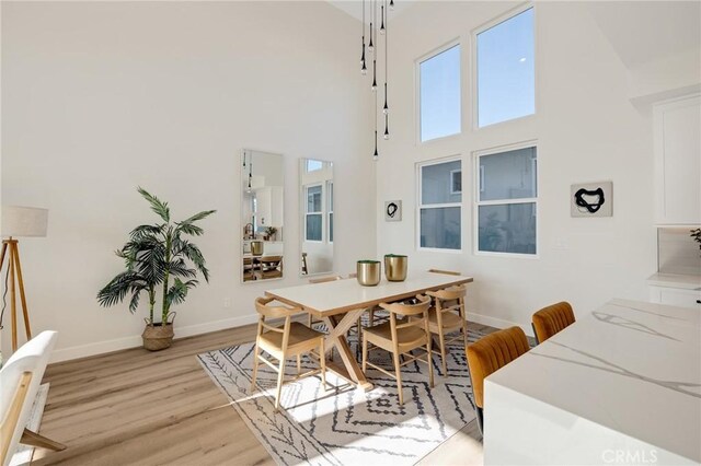 1802 Blossom Ln, Redondo Beach, CA 90278 - dining space featuring a towering ceiling and light wood finished floors