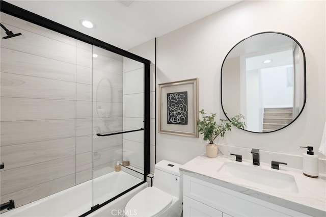 1802 Blossom Ln, Redondo Beach, CA 90278 - full bath with enclosed tub / shower combo, vanity, and recessed lighting