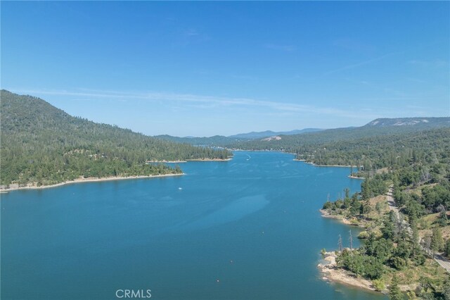 37731 Shoreline Dr, Bass Lake, CA 93604 - water view with a heavily wooded area and a mountain backdrop