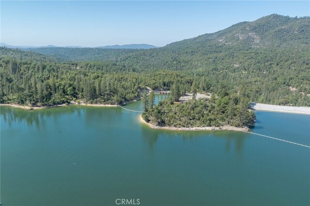 37731 Shoreline Dr, Bass Lake, CA 93604 - bird's eye view of a heavily wooded area and a water and mountain view