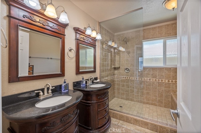37731 Shoreline Dr, Bass Lake, CA 93604 - full bathroom with a tile shower and two vanities