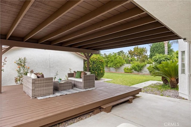 8426 Orange St, Downey, CA 90242 - deck with a fenced backyard, a patio area, and outdoor lounge area