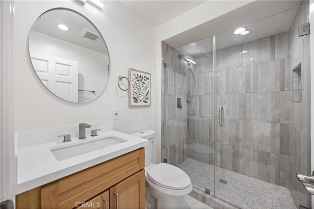 8426 Orange St, Downey, CA 90242 - bathroom featuring vanity, a shower stall, and recessed lighting