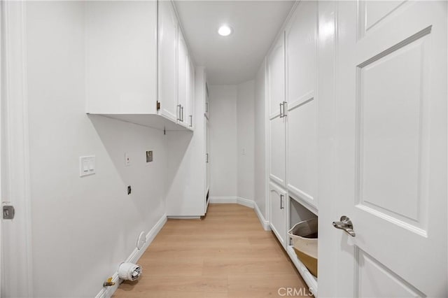 8426 Orange St, Downey, CA 90242 - laundry area featuring light wood finished floors, washer hookup, cabinet space, and recessed lighting