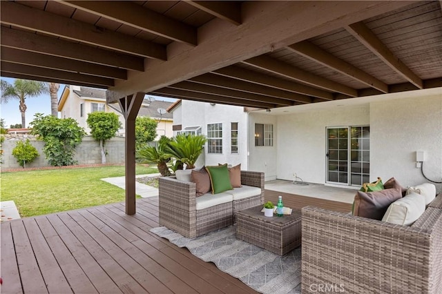 8426 Orange St, Downey, CA 90242 - wooden deck with an outdoor hangout area