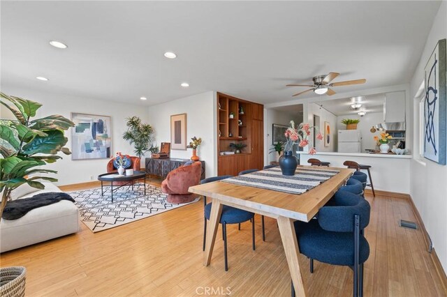 745 Crane Blvd, Los Angeles, CA 90065 - dining area with ceiling fan, recessed lighting, wood finished floors, and baseboards