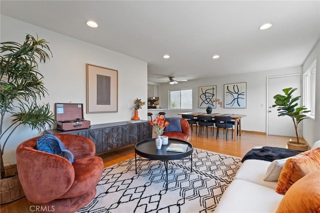 745 Crane Blvd, Los Angeles, CA 90065 - living room featuring wood finished floors, recessed lighting, and ceiling fan