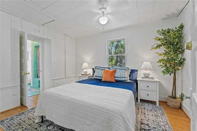 745 Crane Blvd, Los Angeles, CA 90065 - bedroom with light wood-style floors, attic access, and ceiling fan