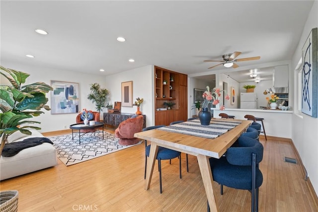 745 Crane Blvd, Los Angeles, CA 90065 - dining space featuring a ceiling fan, recessed lighting, wood finished floors, and baseboards