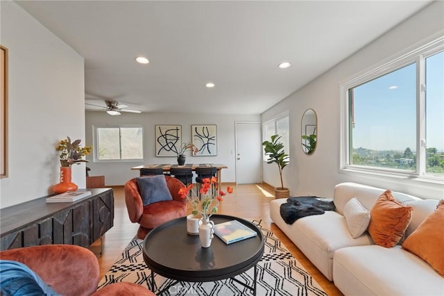 745 Crane Blvd, Los Angeles, CA 90065 - living room featuring wood finished floors, recessed lighting, and a ceiling fan