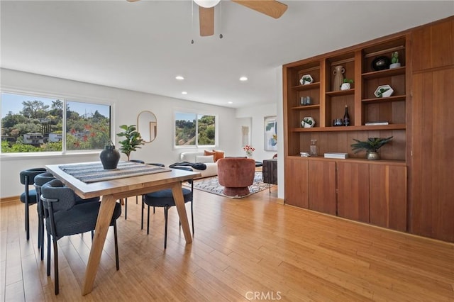 745 Crane Blvd, Los Angeles, CA 90065 - dining area with light wood finished floors, ceiling fan, and recessed lighting