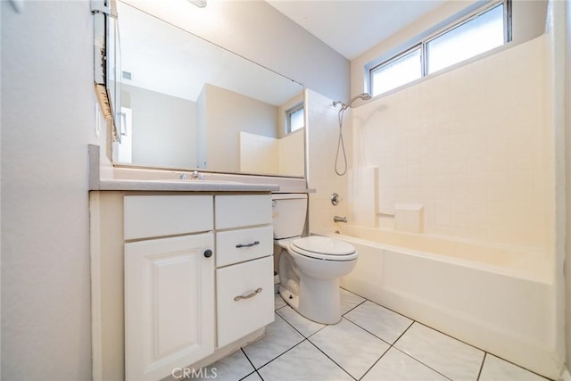 14079 El Camino Pl, Fontana, CA 92337 - full bathroom with bathtub / shower combination, vanity, toilet, and tile patterned flooring