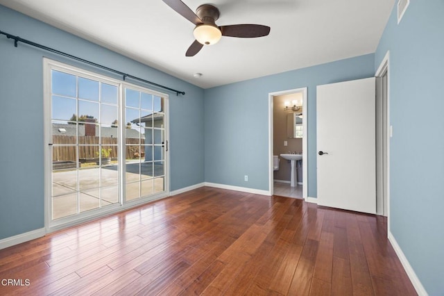 260 N Wake Forest Ave, Ventura, CA 93003 - unfurnished room with healthy amount of natural light, hardwood / wood-style flooring, a ceiling fan, and baseboards