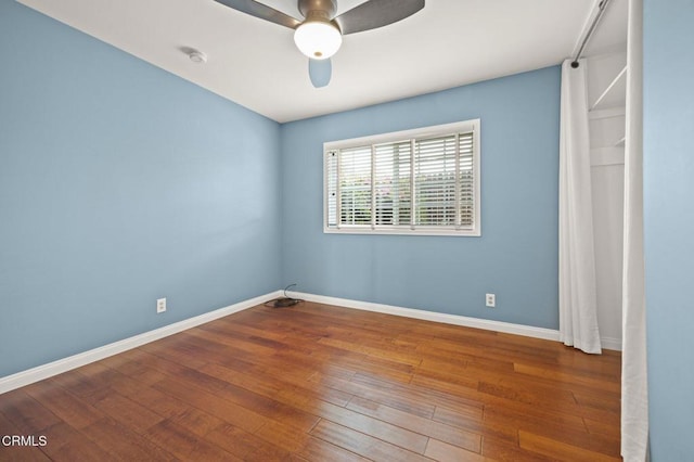 260 N Wake Forest Ave, Ventura, CA 93003 - unfurnished room with a ceiling fan, baseboards, hardwood / wood-style flooring, and a smoke detector