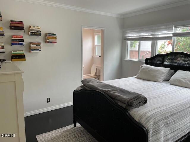 10456 Pomering Rd, Downey, CA 90241 - bedroom with ornamental molding, baseboards, and ensuite bath