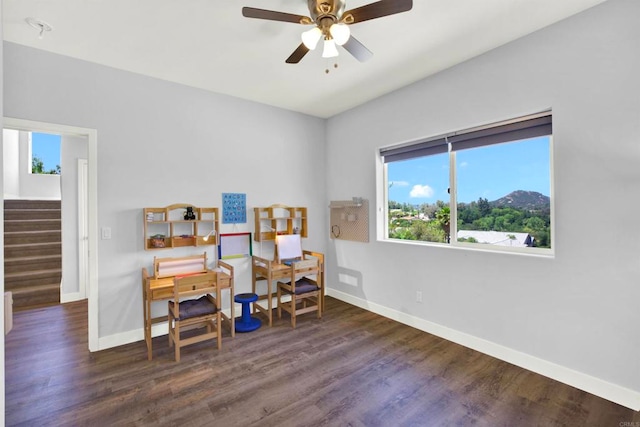 25034 Poderio Dr, Ramona, CA 92065 - home office with baseboards, wood finished floors, and ceiling fan